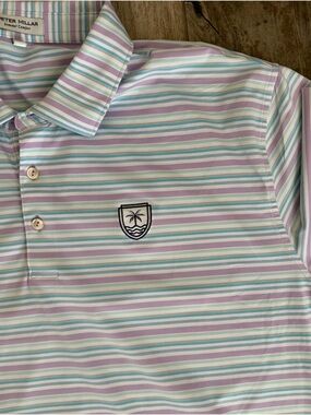 Peter Millar Pastel Stripe Polo in Lavender, Mint, White Boca Raton